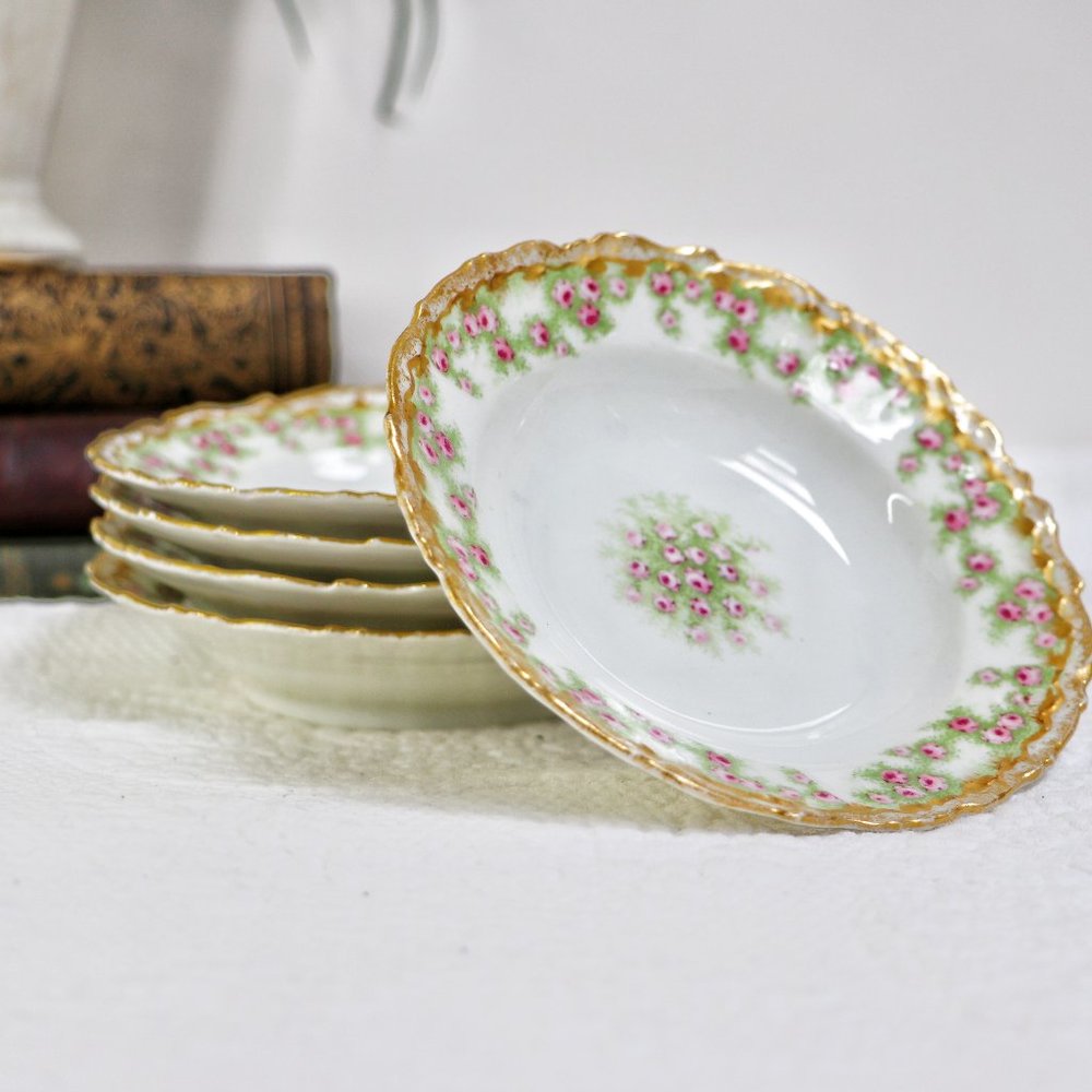 Vintage 1900s French Gold Gild Tea Plate Saucers